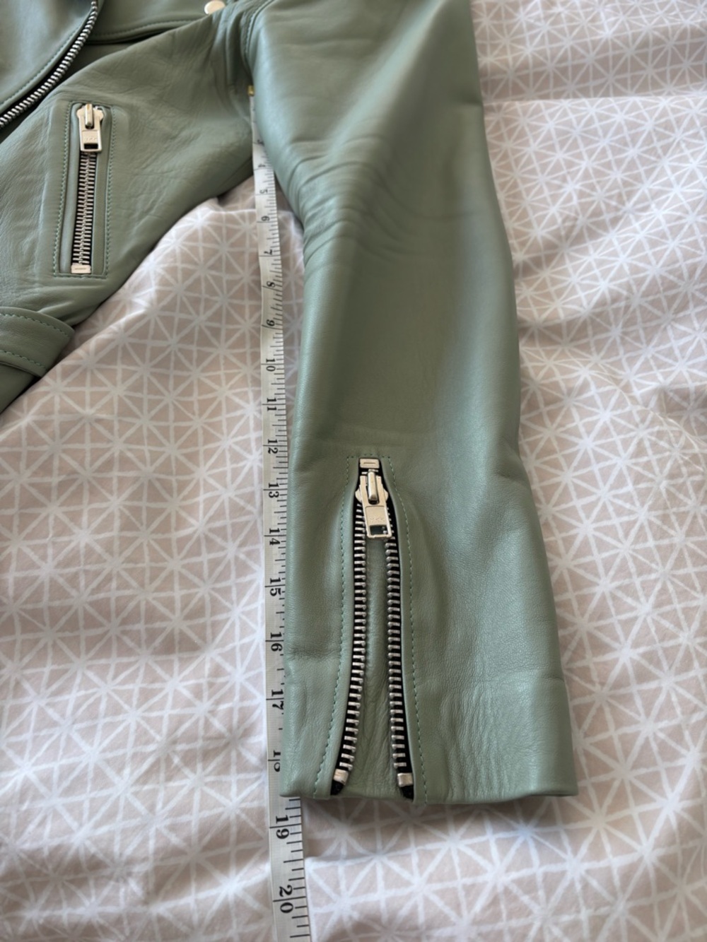 OUTLAW Mint Green Genuine Leather Moto Jacket - handmade in Mexico - fits L - Picture 5 of 7